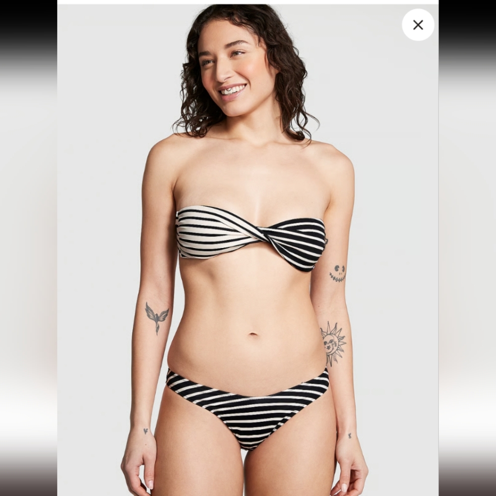 Pink Victoria Secret black& White Striped Bikini